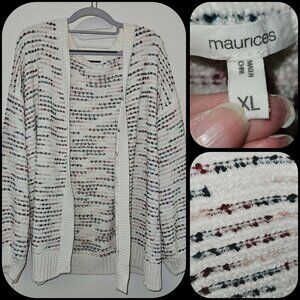 SIZE XL	MAURICES	cardigan EUC white with dots